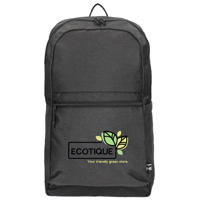 Front View of Gray Merchant & Craft Recycled 17" Laptop Backpack
