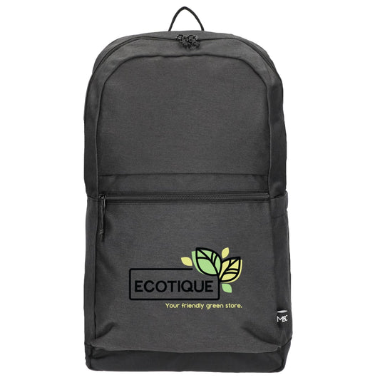 Front View of Gray Merchant & Craft Recycled 17" Laptop Backpack
