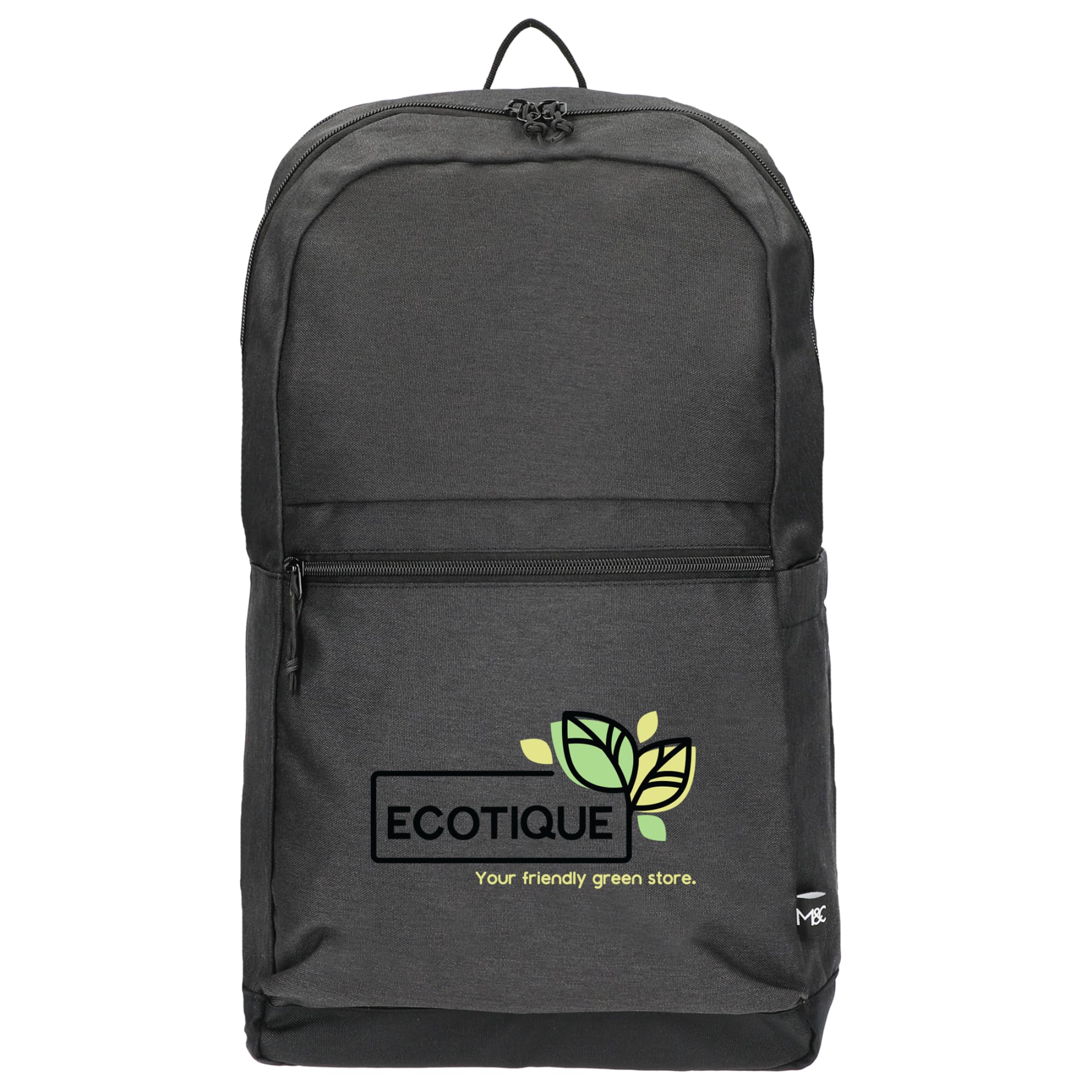 Front View of Gray Merchant & Craft Recycled 17" Laptop Backpack