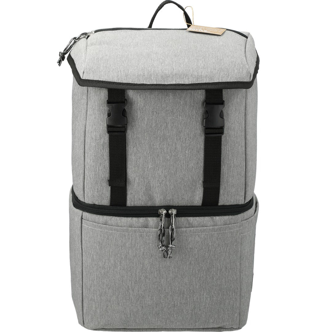 Front View of Gray Merchant & Craft Revive Recycled Backpack Cooler plain