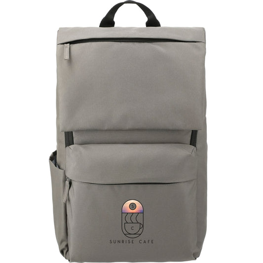 Front View of Gray Merritt Recycled 15" Computer Backpack