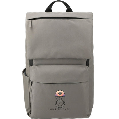 Front View of Gray Merritt Recycled 15" Computer Backpack