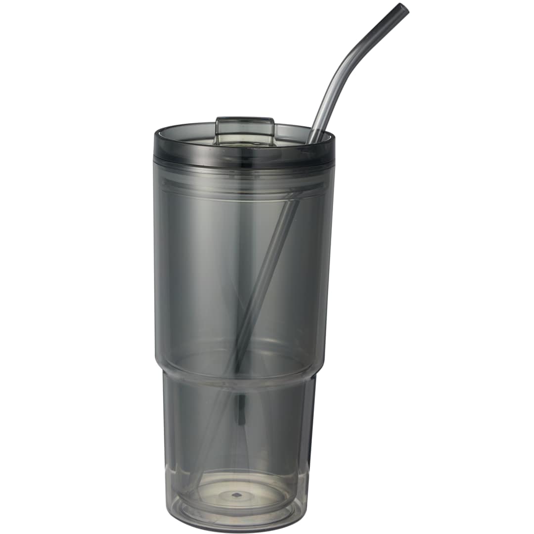 Front View of Gray Mia Recycled Acrylic Tumbler 24oz plain