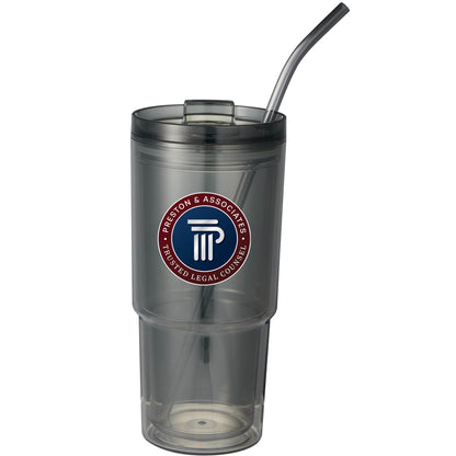 Front View of Gray Mia Recycled Acrylic Tumbler 24oz