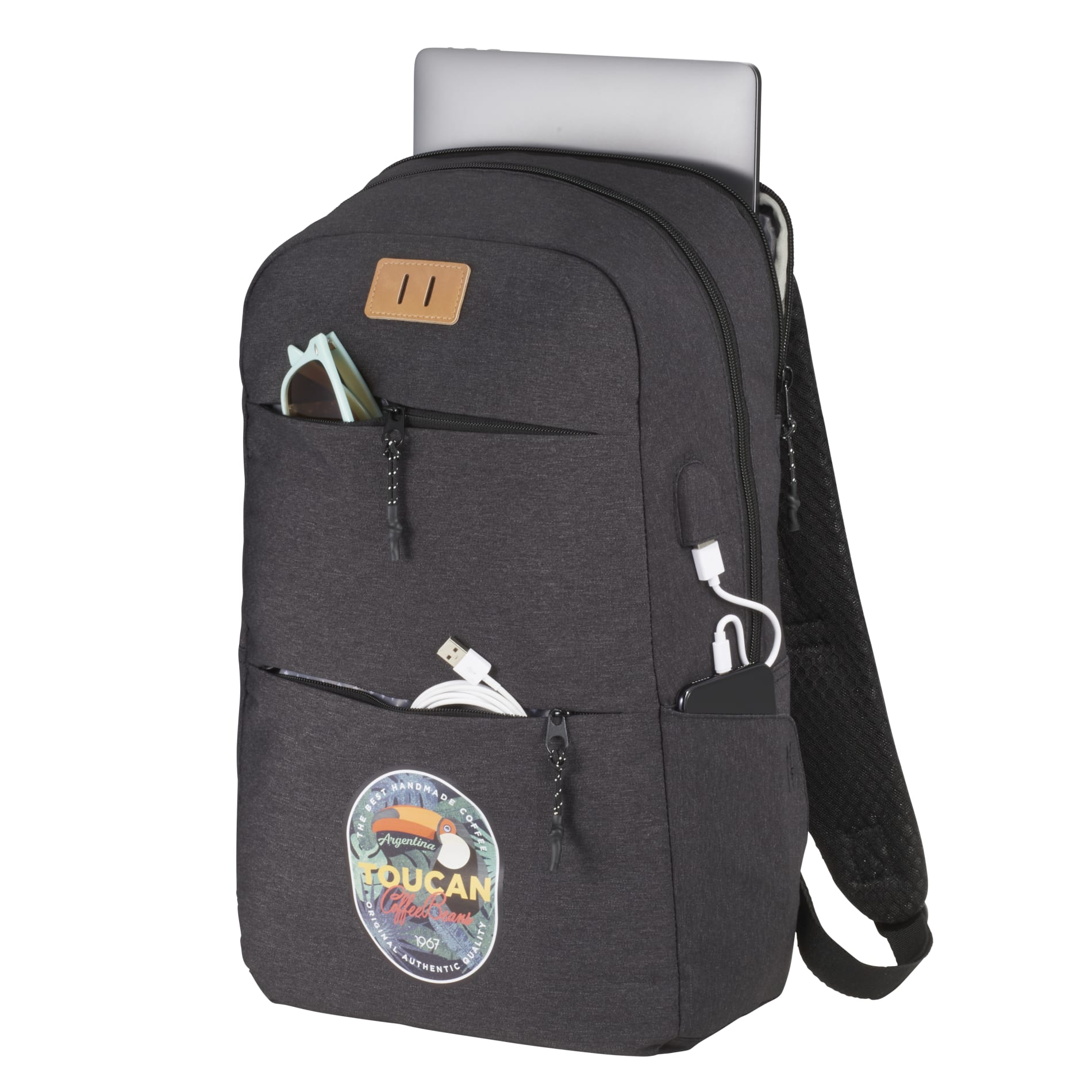 Front View of Gray NBN Linden 15" Computer Backpack
