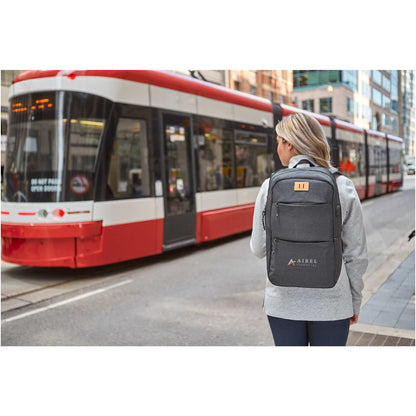 Front View of Gray NBN Linden 15" Computer Backpack