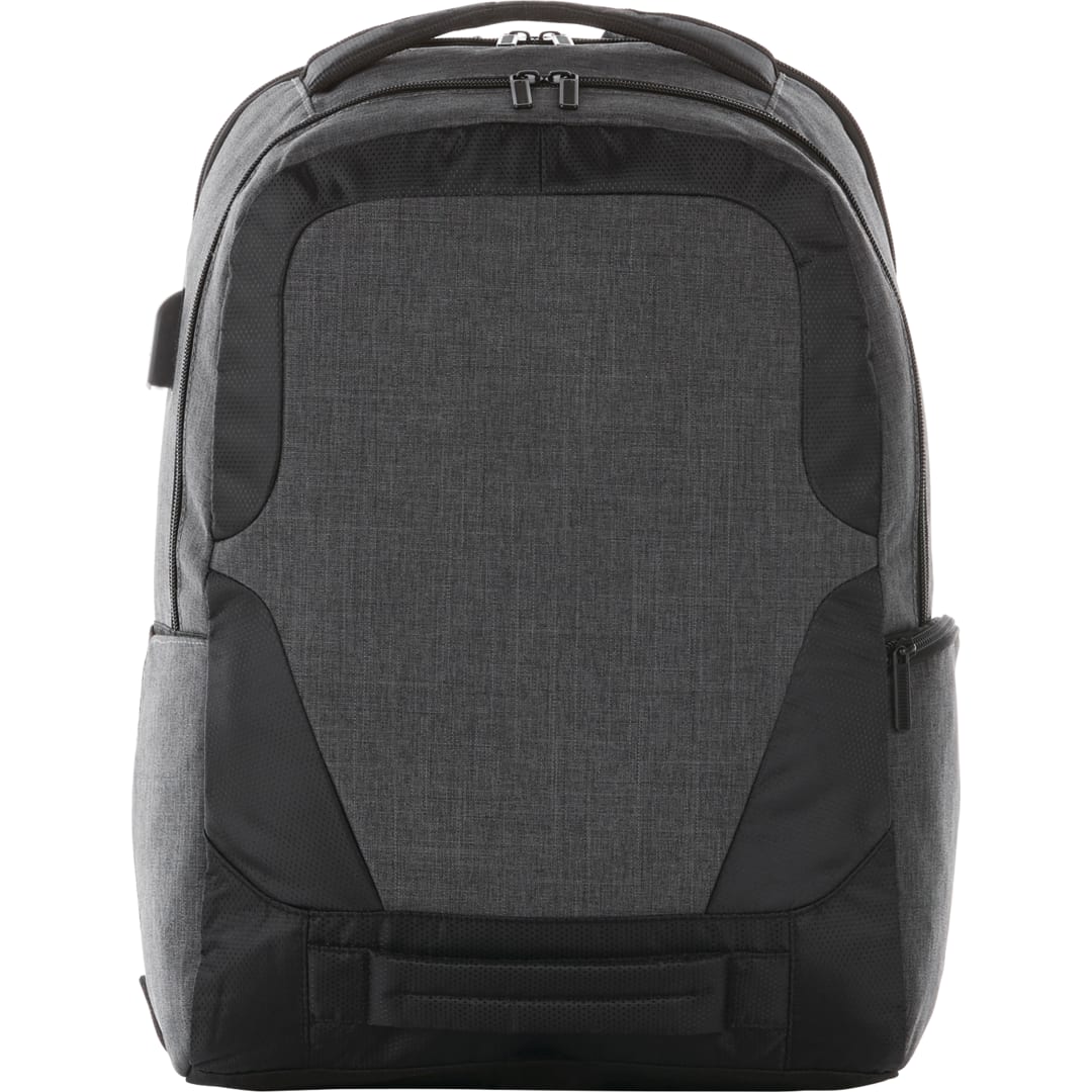 Front View of Gray Overland 17" TSA Computer Backpack w/ USB Port plain
