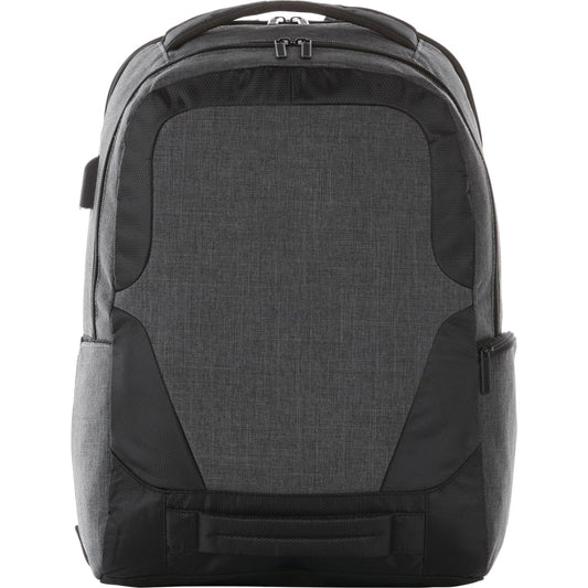 Front View of Gray Overland 17" TSA Computer Backpack w/ USB Port plain