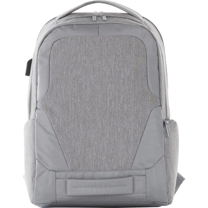 Front View of Gray Overland 17" TSA Computer Backpack w/ USB Port plain