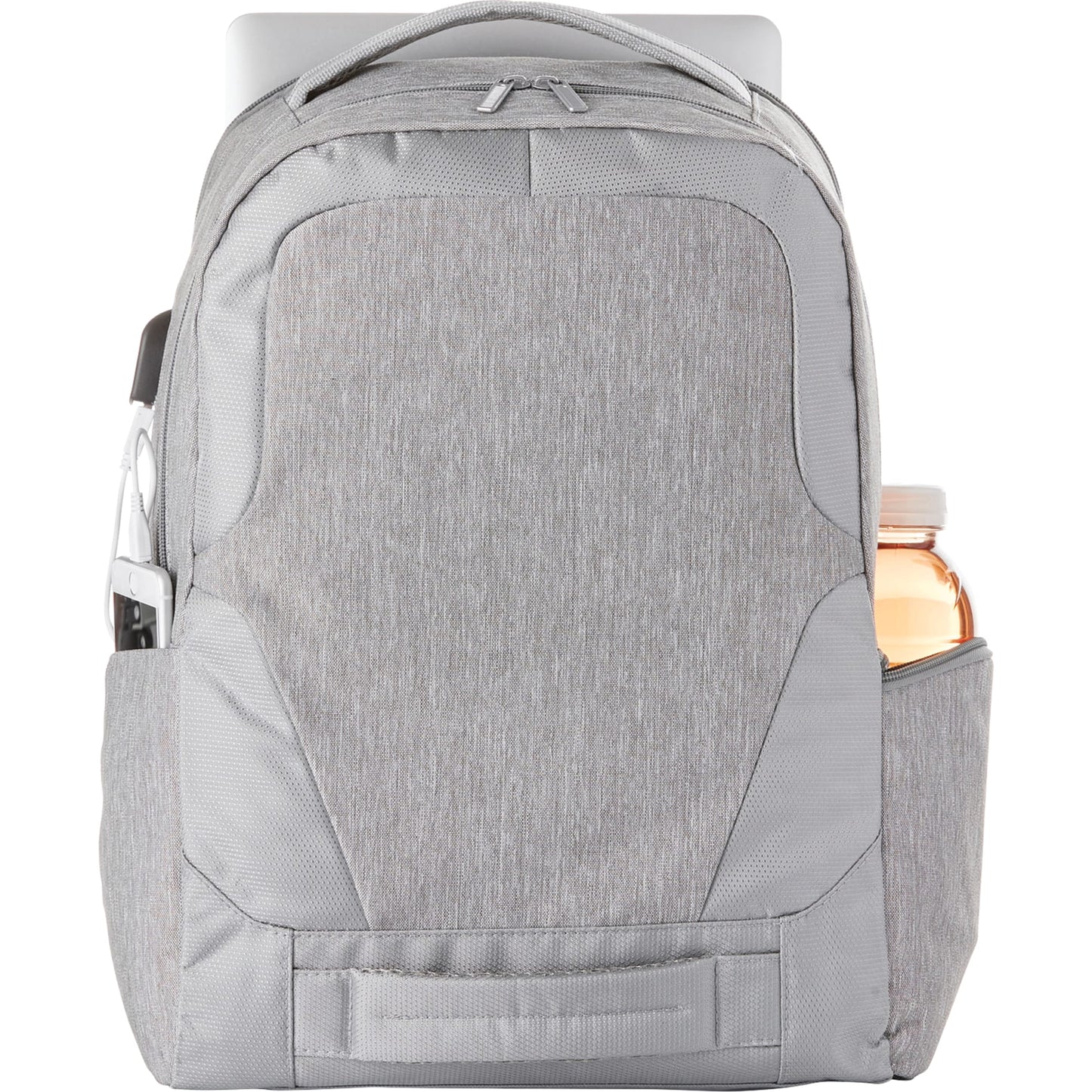 Front View of Gray Overland 17" TSA Computer Backpack w/ USB Port plain