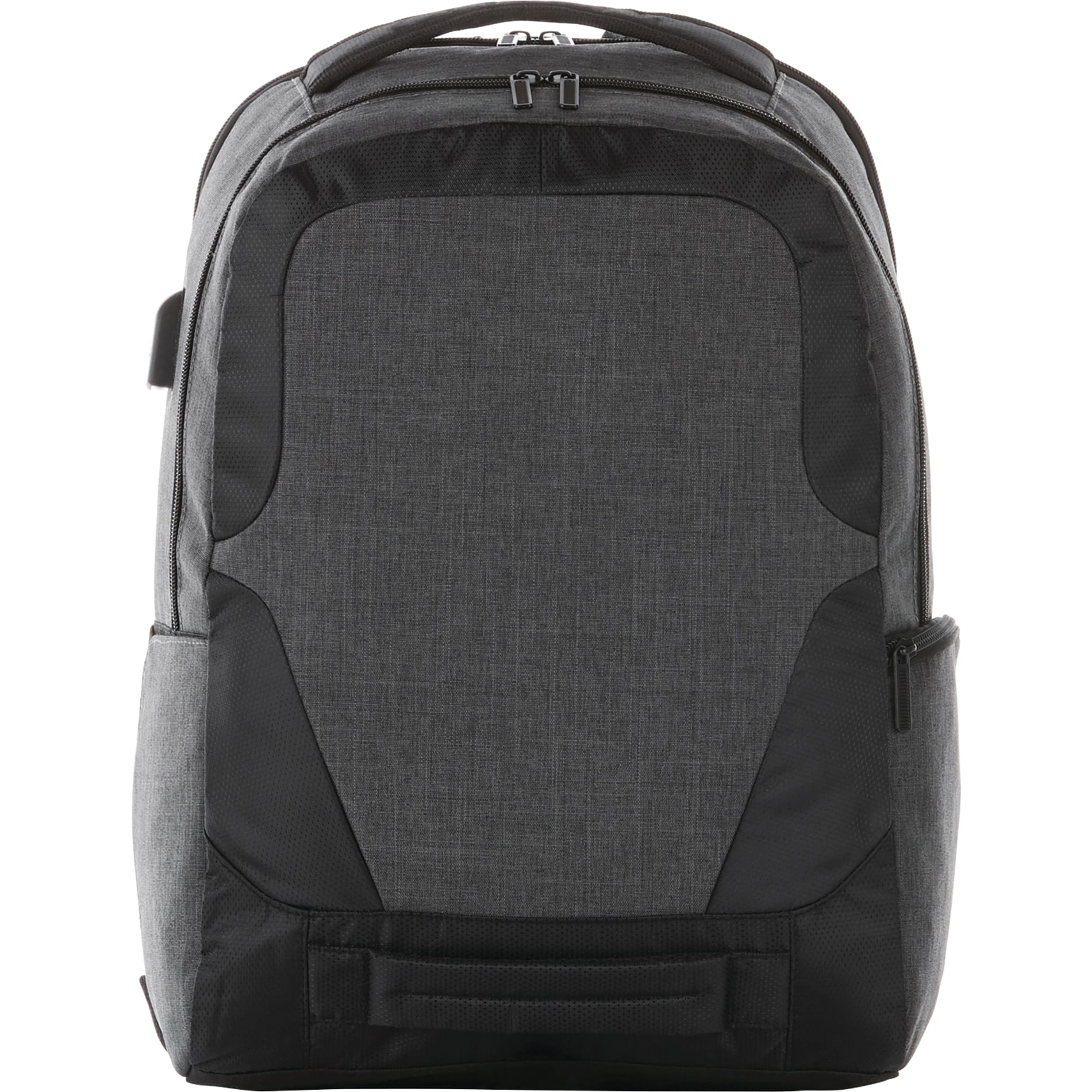 Front View of Gray Overland 17" TSA Computer Backpack w/ USB Port plain