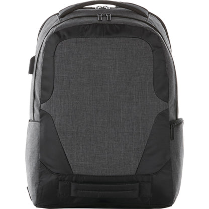 Front View of Gray Overland 17" TSA Computer Backpack w/ USB Port plain