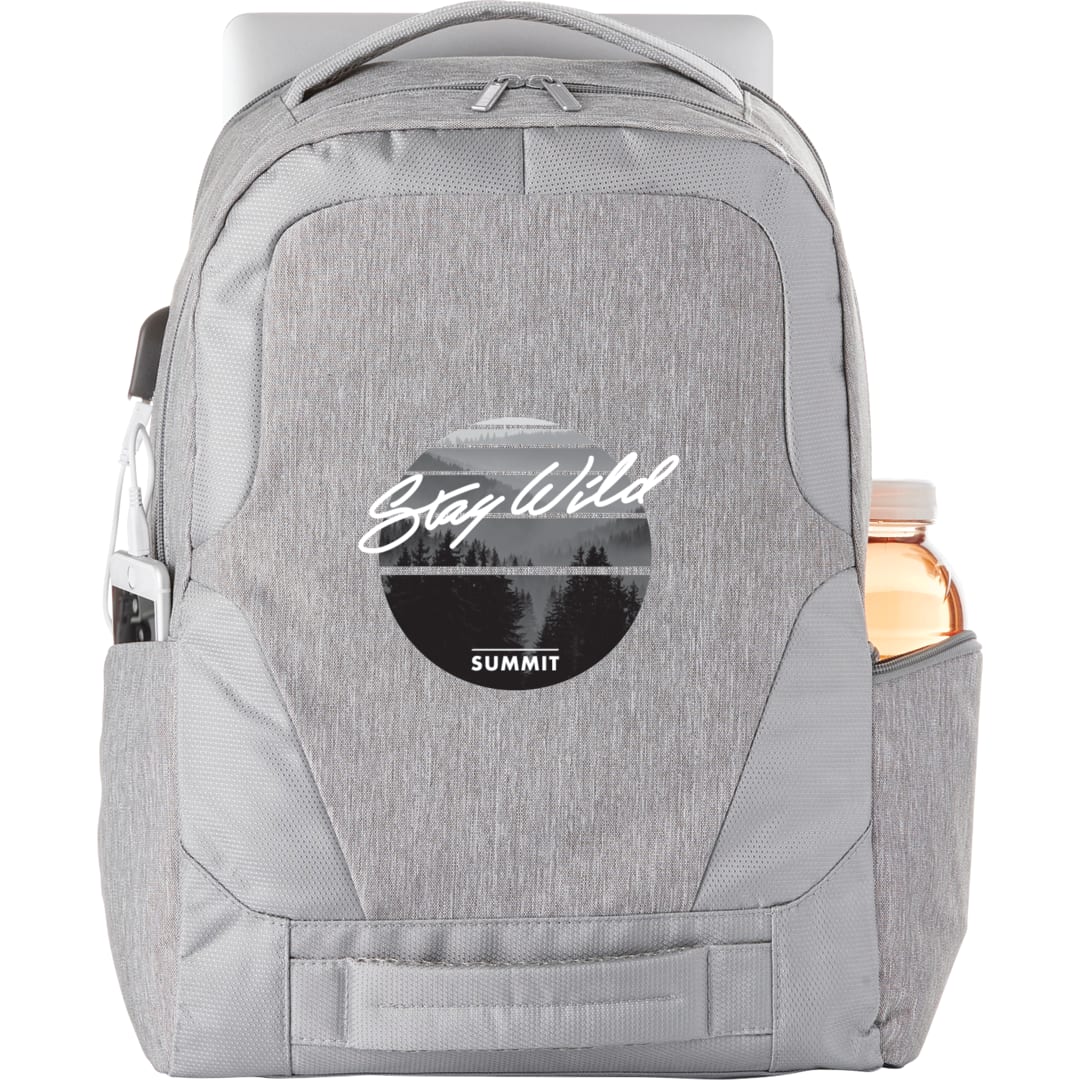 Front View of Gray Overland 17" TSA Computer Backpack w/ USB Port