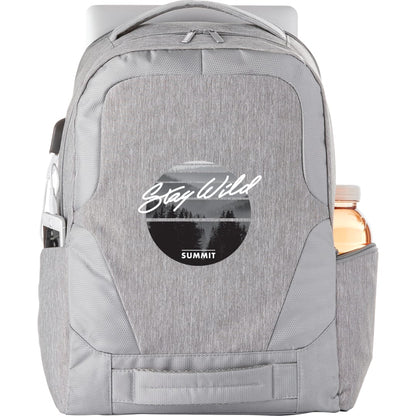 Front View of Gray Overland 17" TSA Computer Backpack w/ USB Port
