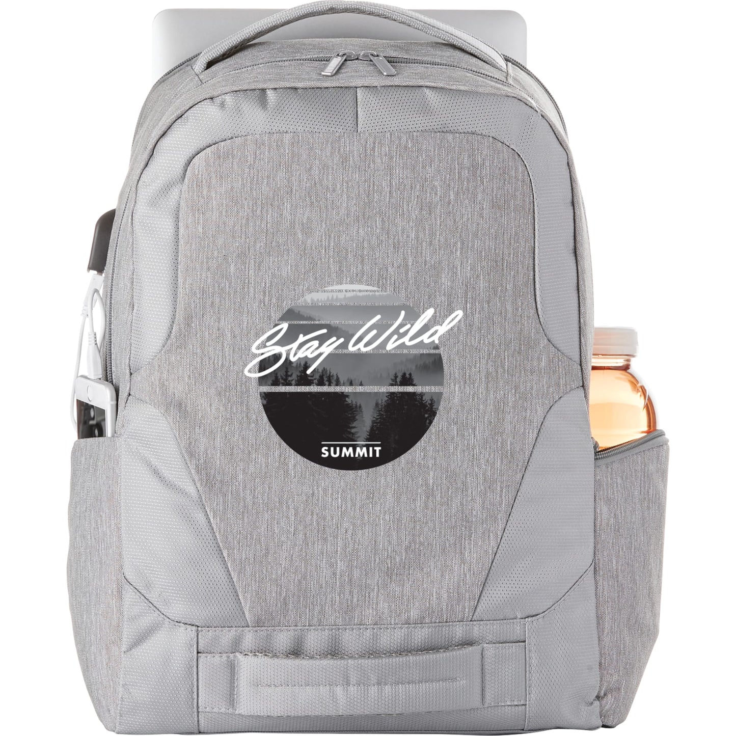 Front View of Gray Overland 17" TSA Computer Backpack w/ USB Port