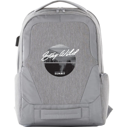 Front View of Gray Overland 17" TSA Computer Backpack w/ USB Port