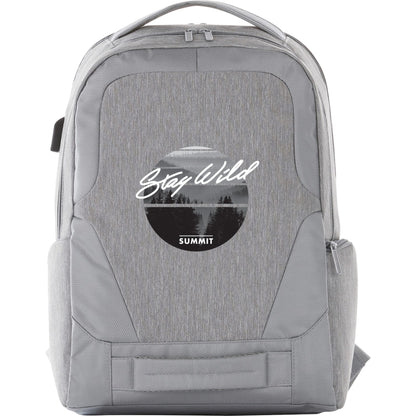 Front View of Gray Overland 17" TSA Computer Backpack w/ USB Port