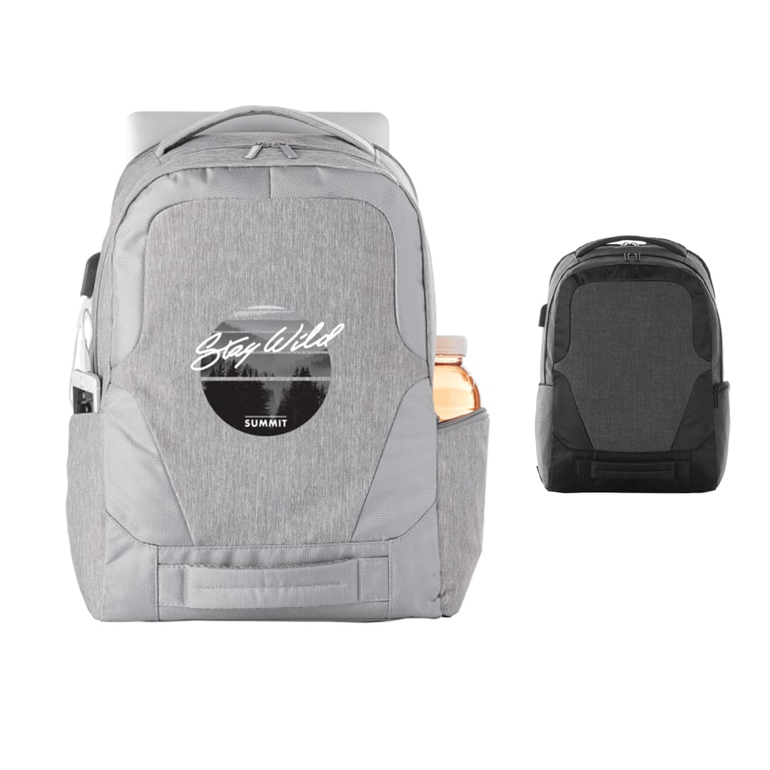 Front View of Gray Overland 17" TSA Computer Backpack w/ USB Port