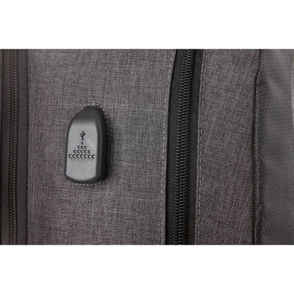 Front View of Gray Overland 17" TSA Computer Backpack w/ USB Port