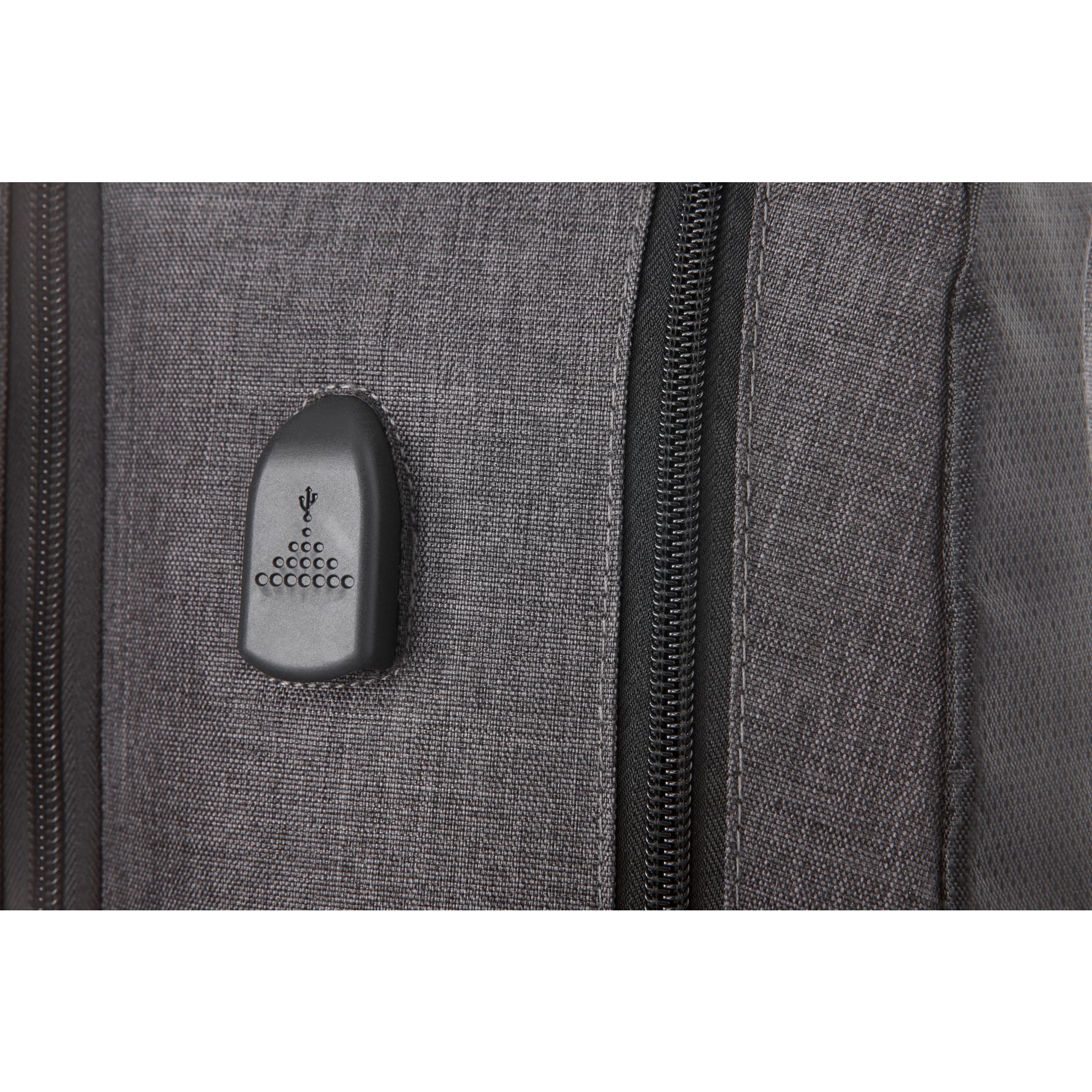 Front View of Gray Overland 17" TSA Computer Backpack w/ USB Port