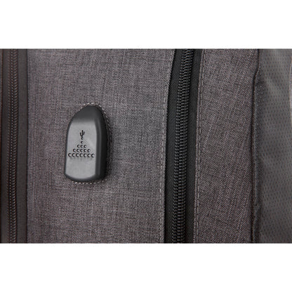 Front View of Gray Overland 17" TSA Computer Backpack w/ USB Port