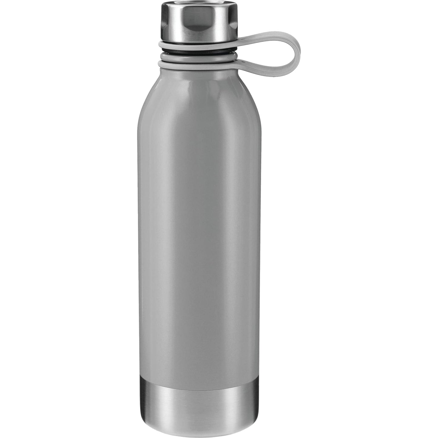 Front View of Gray Perth 25oz Stainless Sports Bottle plain