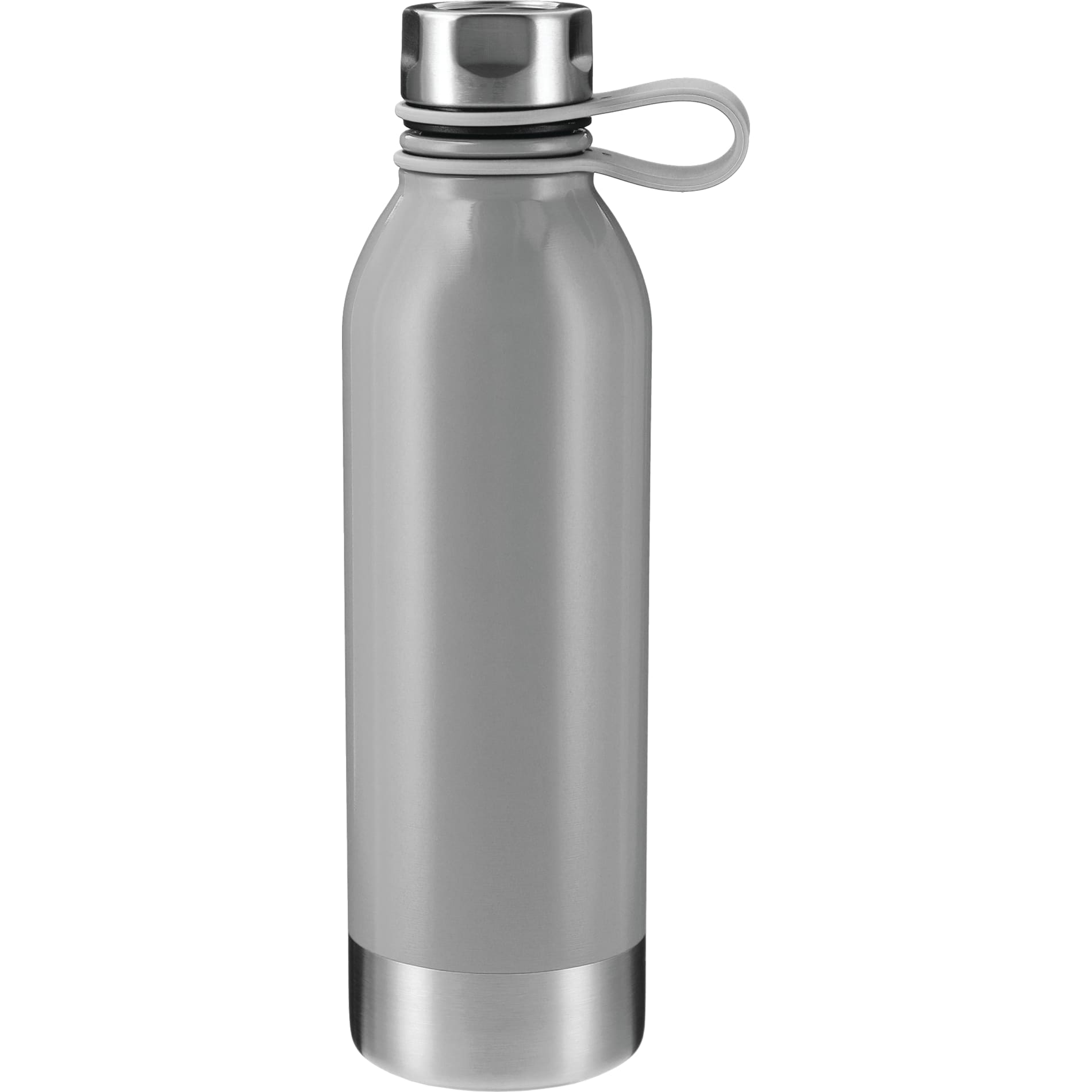 Front View of Gray Perth 25oz Stainless Sports Bottle plain