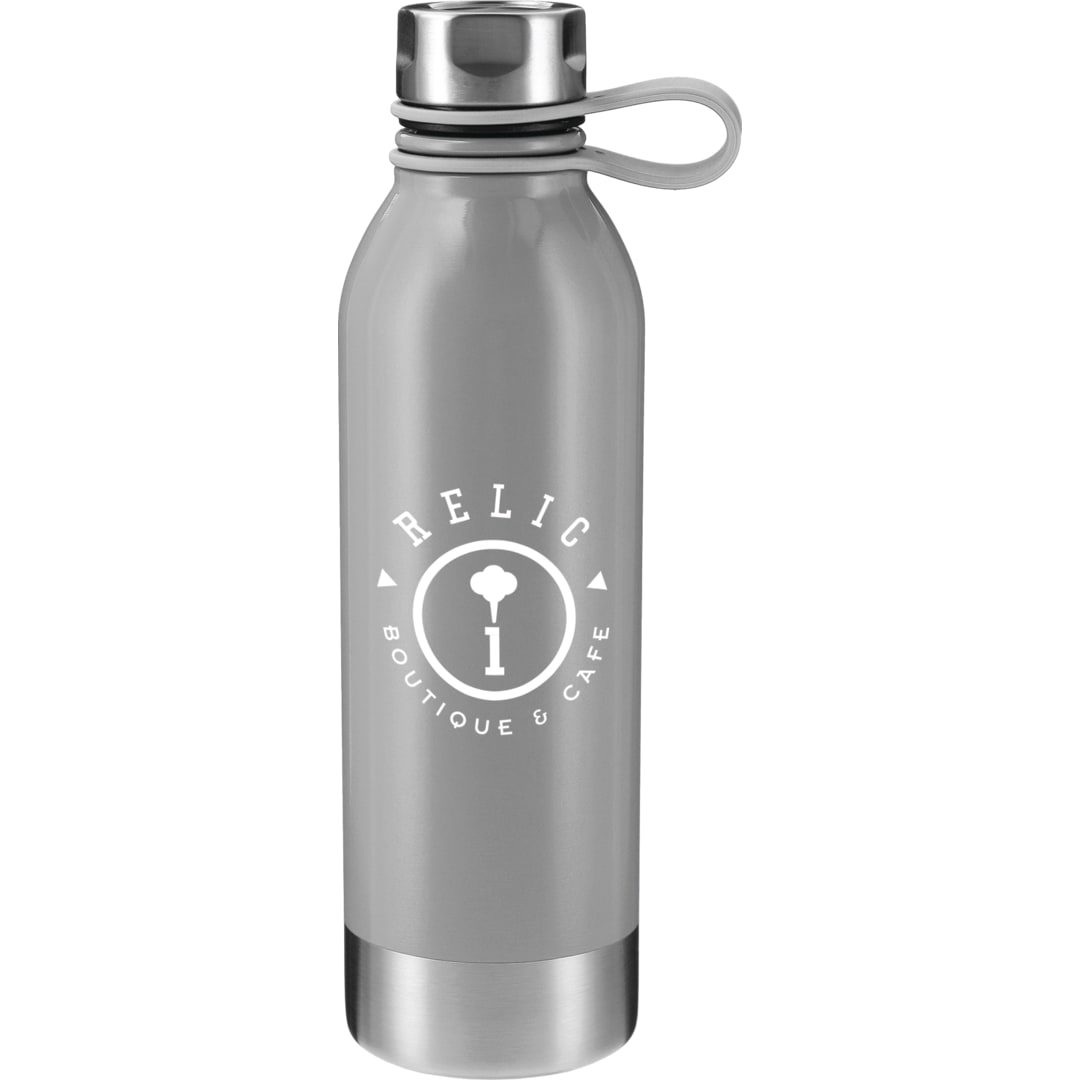 Front View of Gray Perth 25oz Stainless Sports Bottle