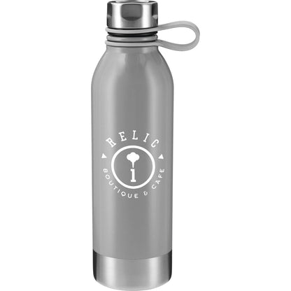 Front View of Gray Perth 25oz Stainless Sports Bottle