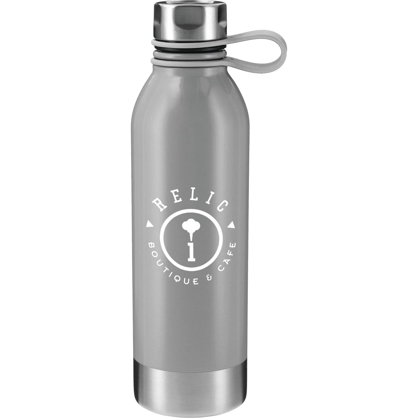 Front View of Gray Perth 25oz Stainless Sports Bottle