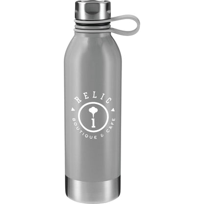 Front View of Gray Perth 25oz Stainless Sports Bottle