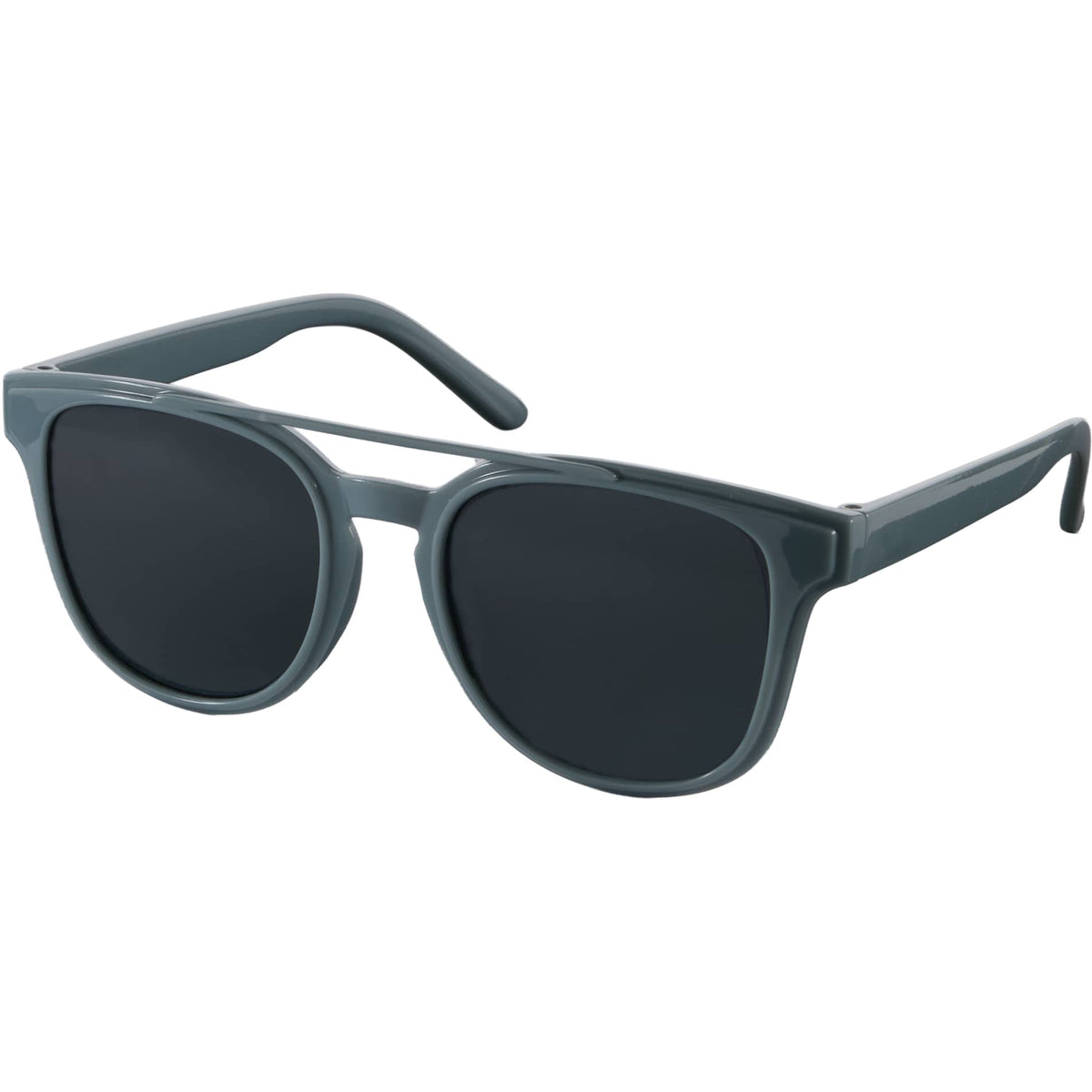 Front View of Gray Peyton Recycled Brow Bar Sunglasses plain