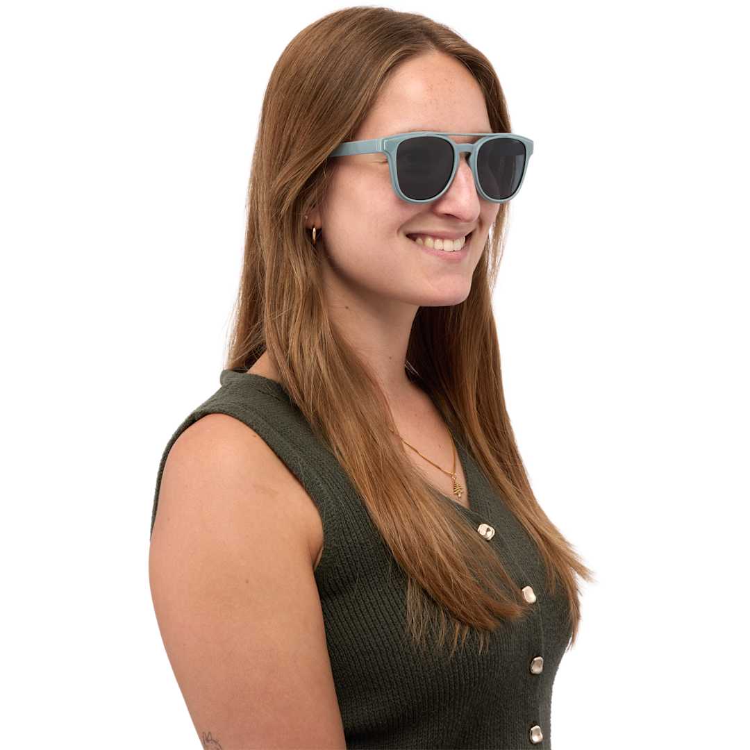 Front View of Gray Peyton Recycled Brow Bar Sunglasses plain