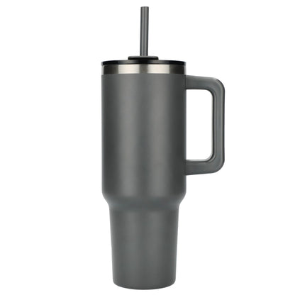 Front View of Gray Pinnacle Recycled Travel Tumbler with Straw 40oz plain
