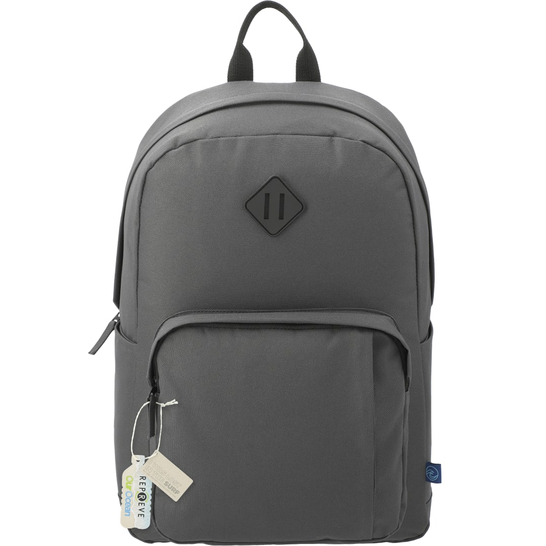 Front View of Gray Repreve® Ocean Everyday 15" Computer Backpack plain