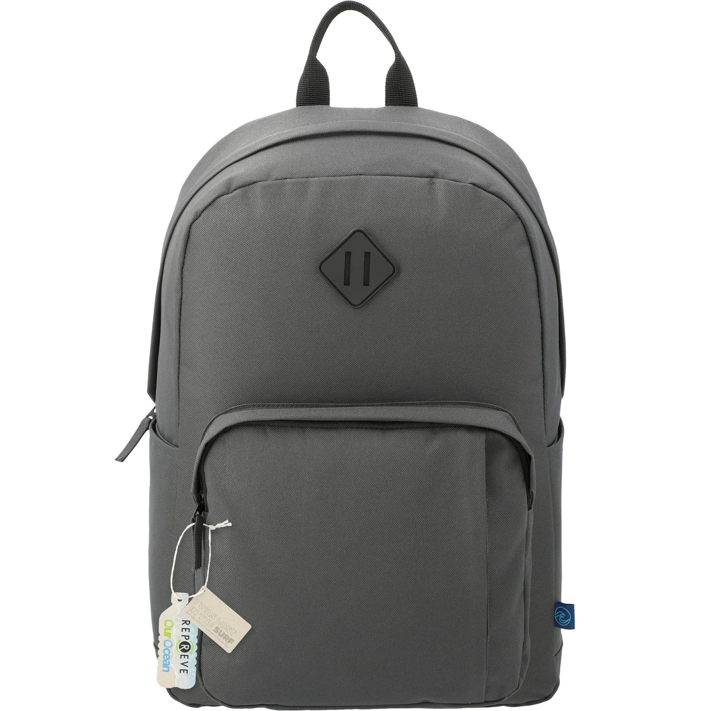 Front View of Gray Repreve® Ocean Everyday 15" Computer Backpack plain