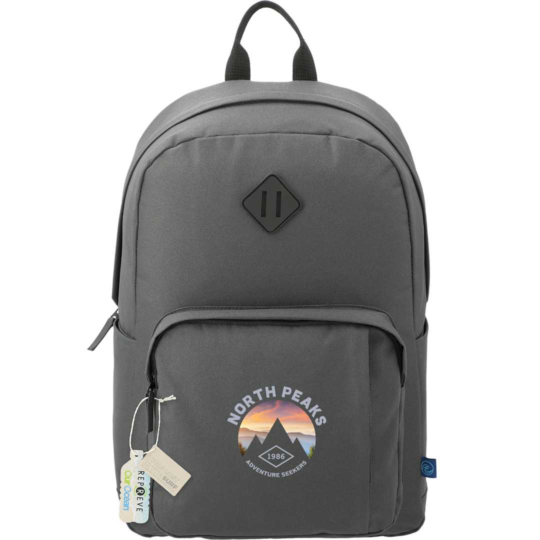 Front View of Gray Repreve® Ocean Everyday 15" Computer Backpack