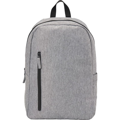 Front View of Gray Skye Recycled Laptop Backpack plain
