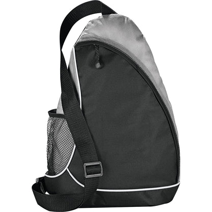 Front View of Gray Sling Shot Sling Backpack plain
