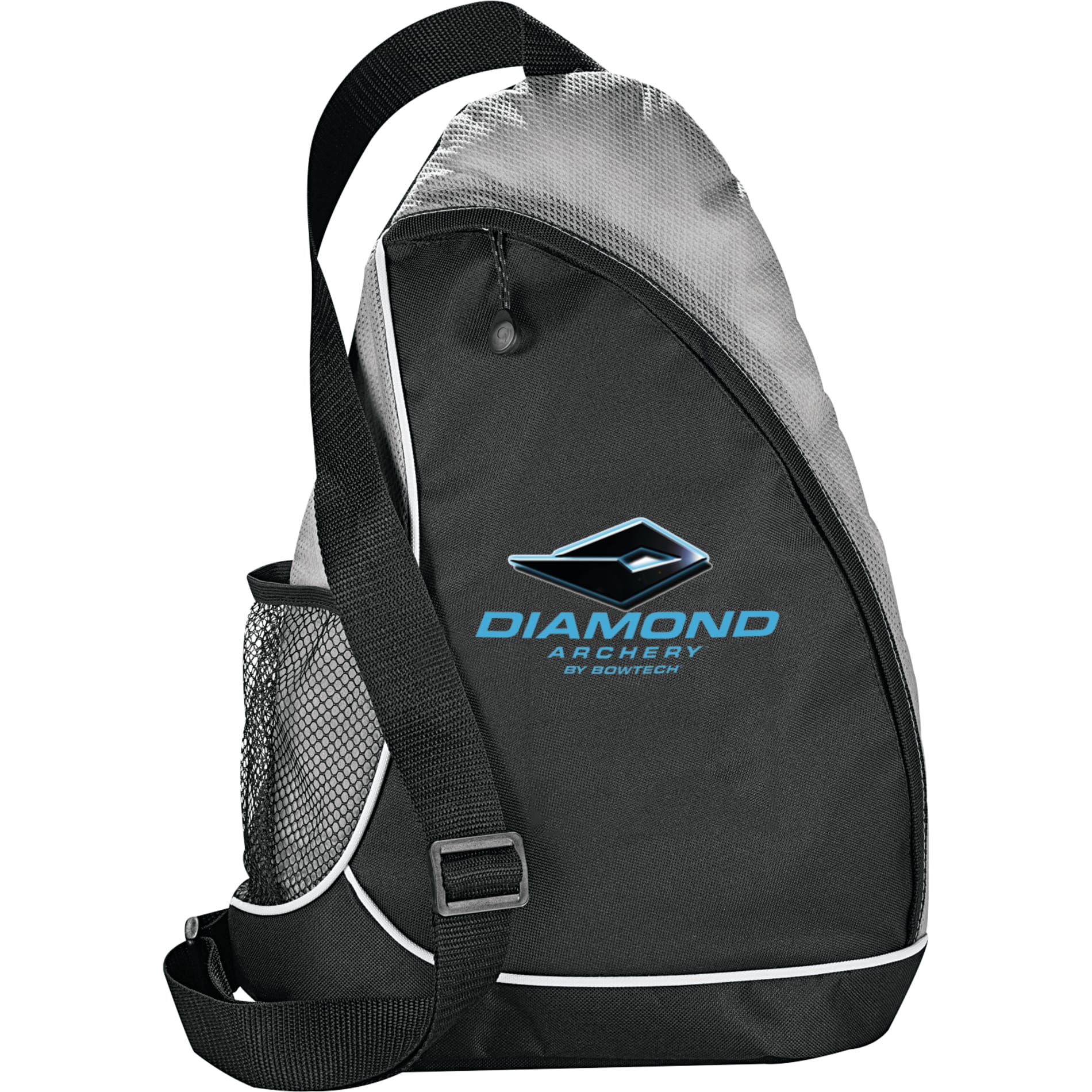 Front View of Gray Sling Shot Sling Backpack