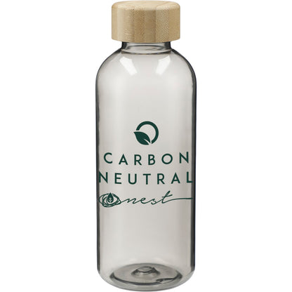 Front View of Gray Sona 22oz RPET Bottle w/ FSC® 100% Bamboo lid