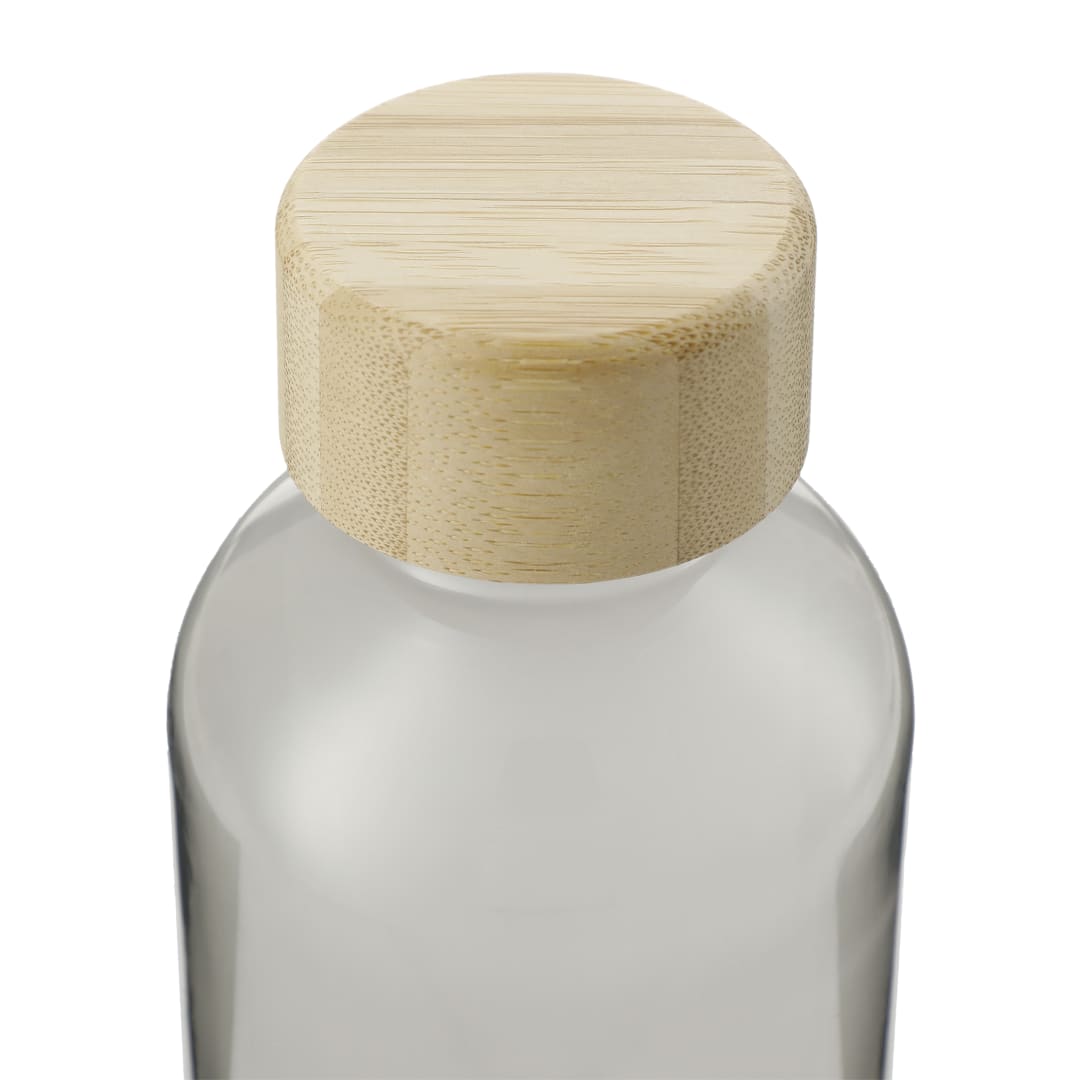 Front View of Gray Sona 22oz RPET Bottle w/ FSC® 100% Bamboo lid