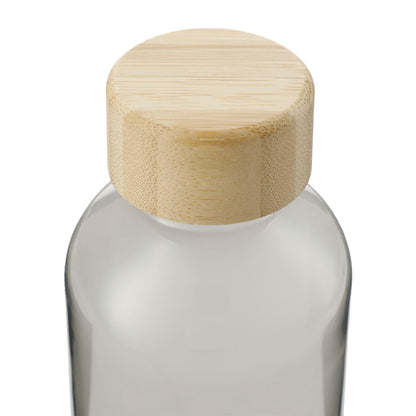 Front View of Gray Sona 22oz RPET Bottle w/ FSC® 100% Bamboo lid