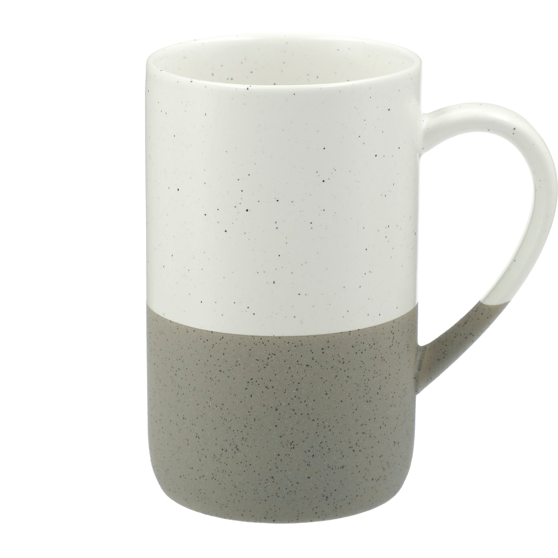 Front View of Gray Speckled Wayland Ceramic Mug 13oz plain