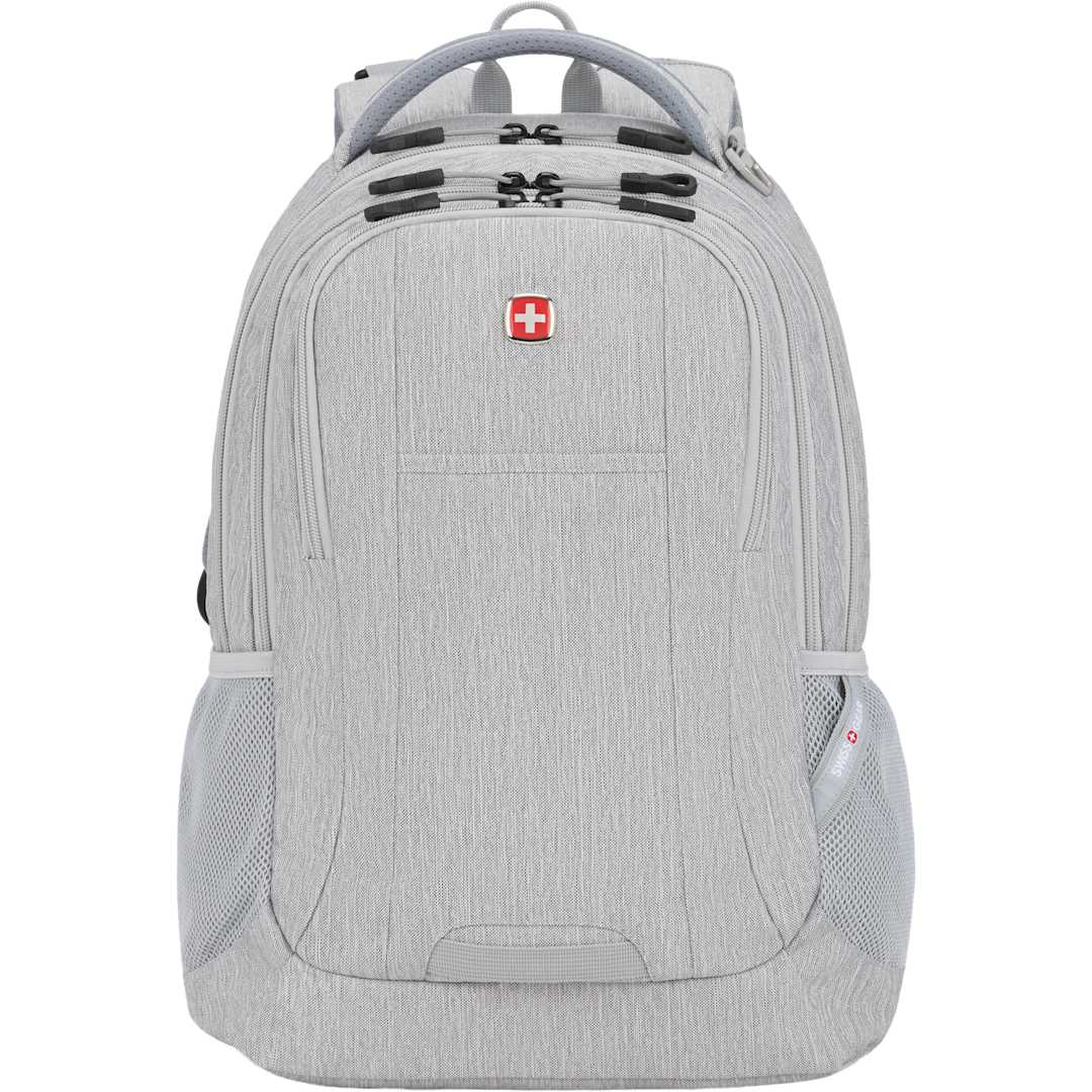 Front View of Gray Swiss Gear Frost Peak Computer Backpack plain