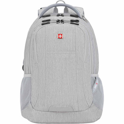 Front View of Gray Swiss Gear Frost Peak Computer Backpack plain