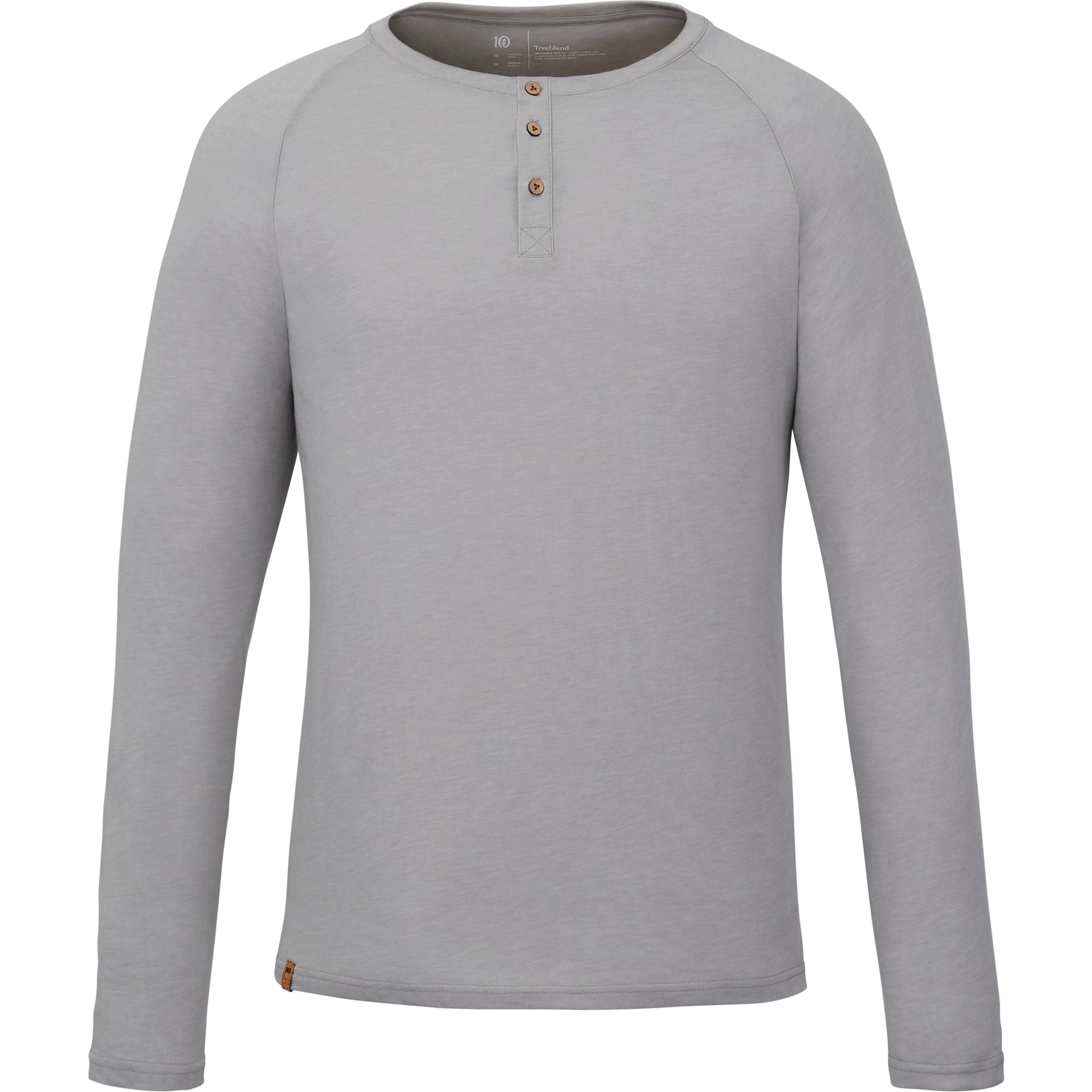 Front View of Gray tentree TreeBlend Classic Henley Longsleeve - Men's plain