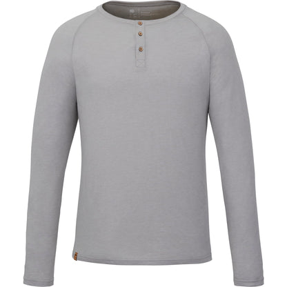 Front View of Gray tentree TreeBlend Classic Henley Longsleeve - Men's plain