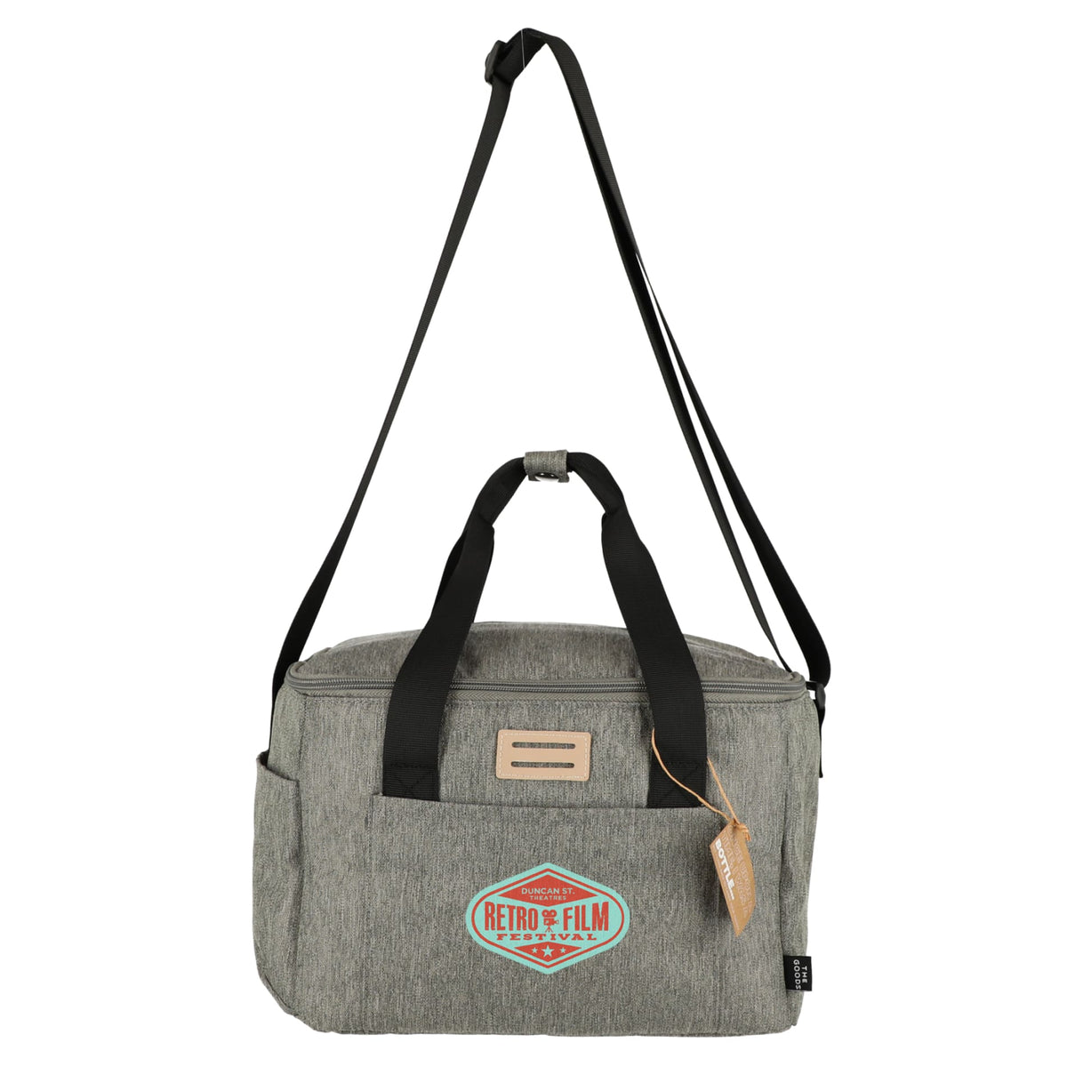 Front View of Gray THE GOODS™ Recycled 12 Can Cooler Bag