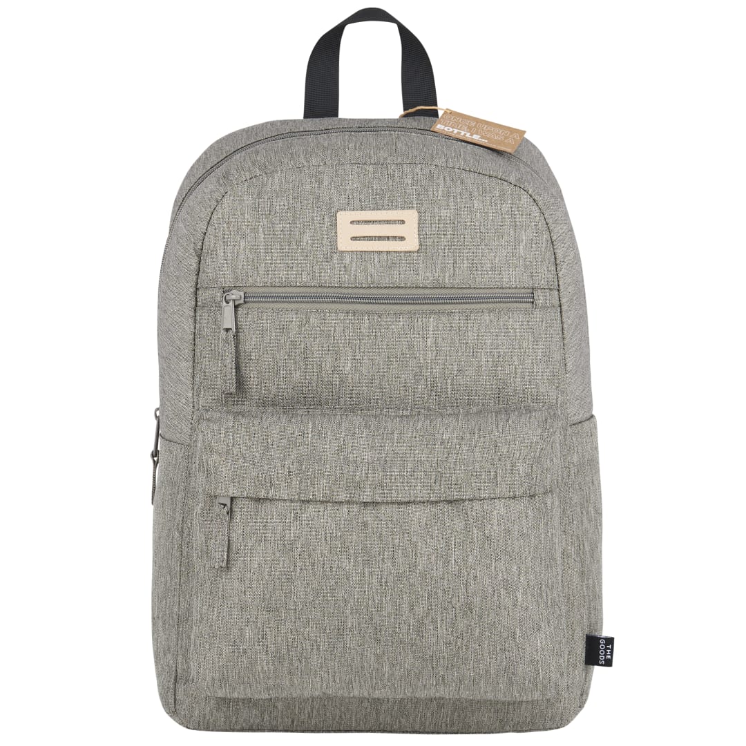 Front View of Gray THE GOODS™ Recycled 15" Laptop Backpack plain